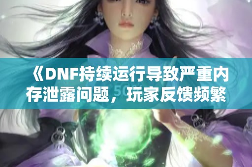 《DNF持续运行导致严重内存泄露问题，玩家反馈频繁》