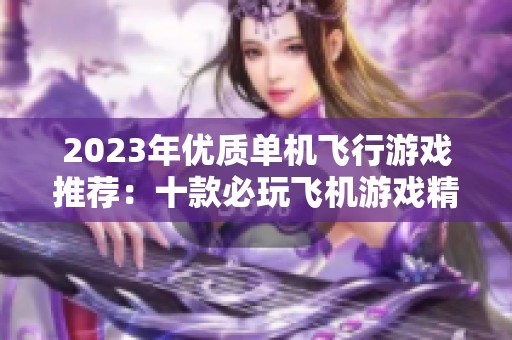 2023年优质单机飞行游戏推荐：十款必玩飞机游戏精选