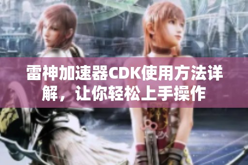 雷神加速器CDK使用方法详解，让你轻松上手操作