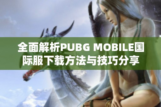 全面解析PUBG MOBILE国际服下载方法与技巧分享