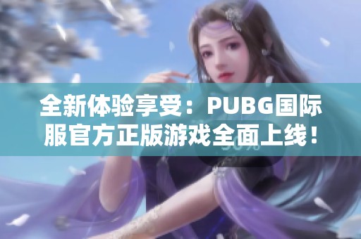 全新体验享受：PUBG国际服官方正版游戏全面上线！