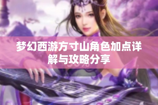 梦幻西游方寸山角色加点详解与攻略分享