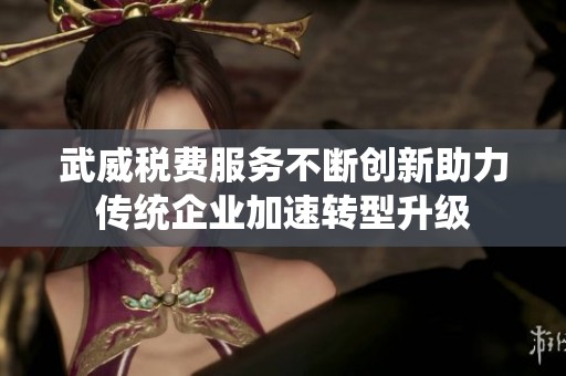 武威税费服务不断创新助力传统企业加速转型升级