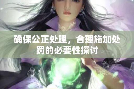 确保公正处理，合理施加处罚的必要性探讨